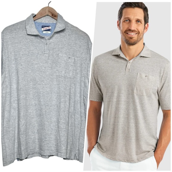 johnnie-O Other - Johnnie-O | Men | Hangin' Out Castaway Gray Cotton Linen Blend Polo Shirt | XL